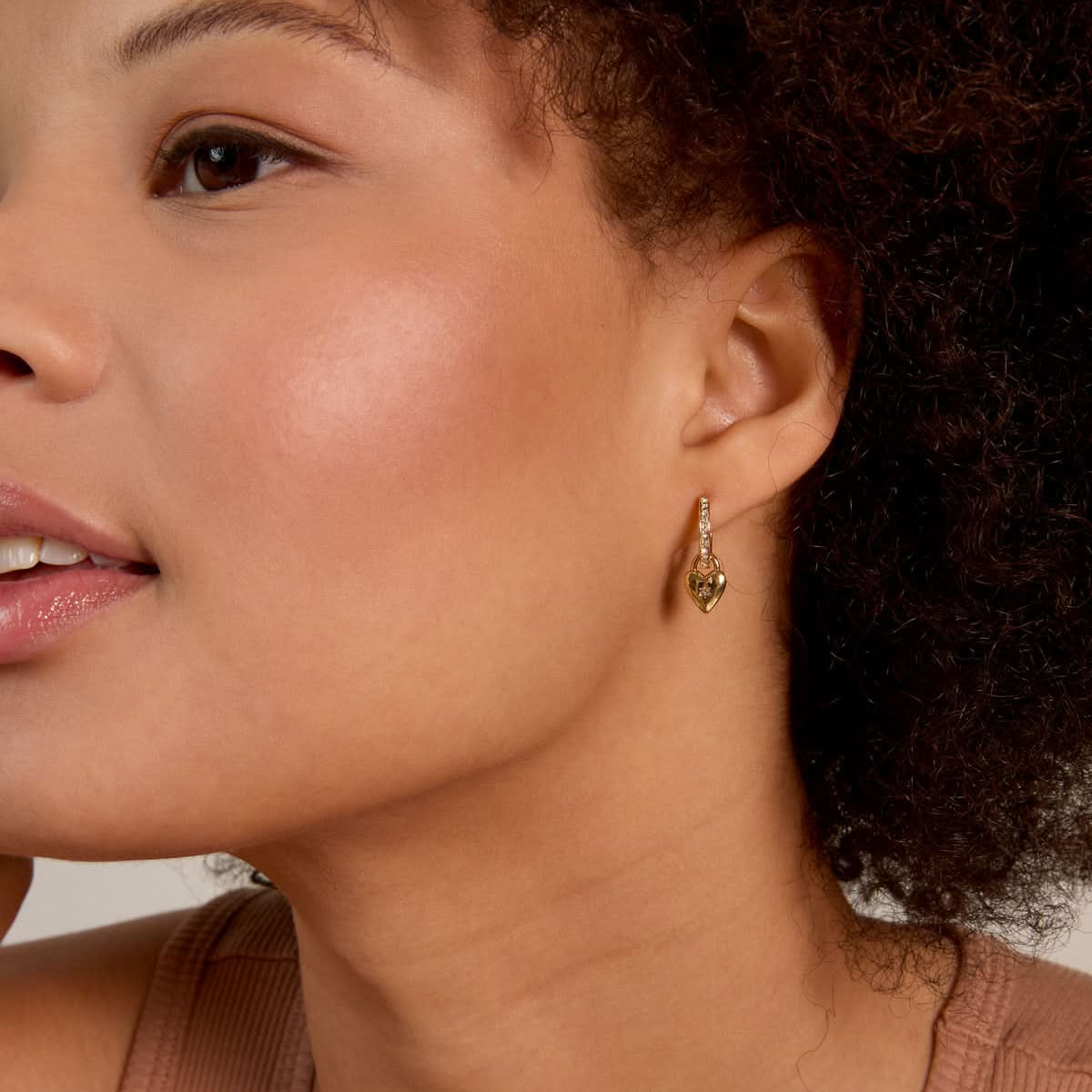 Bryan Anthonys Always In My Heart Gold Huggie Earring On Model