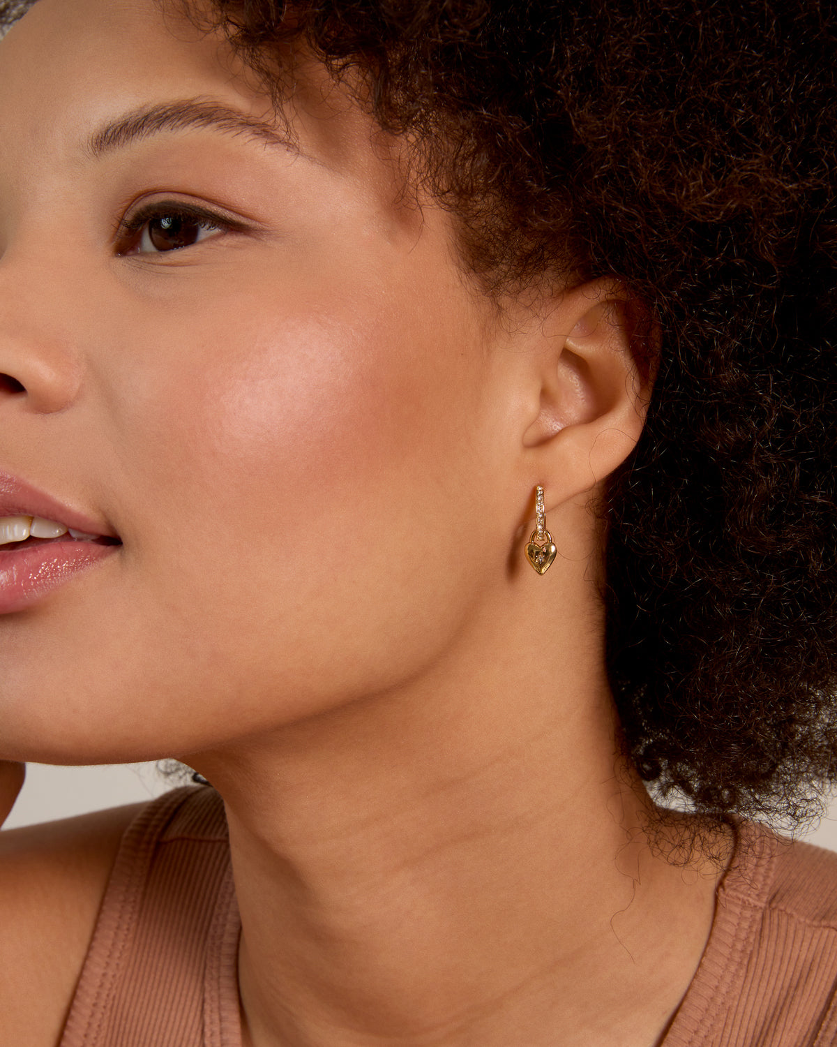 Bryan Anthonys Always In My Heart Gold Huggie Earring On Model