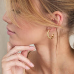 Woven Braided Hoop Earrings on model