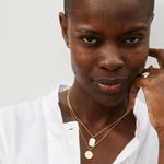 Bryan Anthonys To The Moon and Back Gold Necklace with Crystal on model