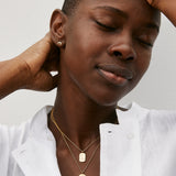 Bryan Anthonys To The Moon and Back Gold Necklace with Crystal on model