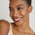Model wearing Phases Choker in 14k gold finish