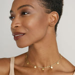 Model wearing Phases Choker in 14k gold finish