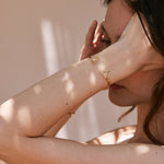Bryan Anthonys Tribe Gold Friendship Cuff with crystals on model
