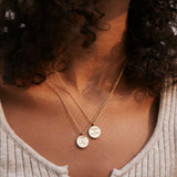 Bryan Anthonys Mindful Messages Faith Over Fear Gold Necklace with Crystal on Model