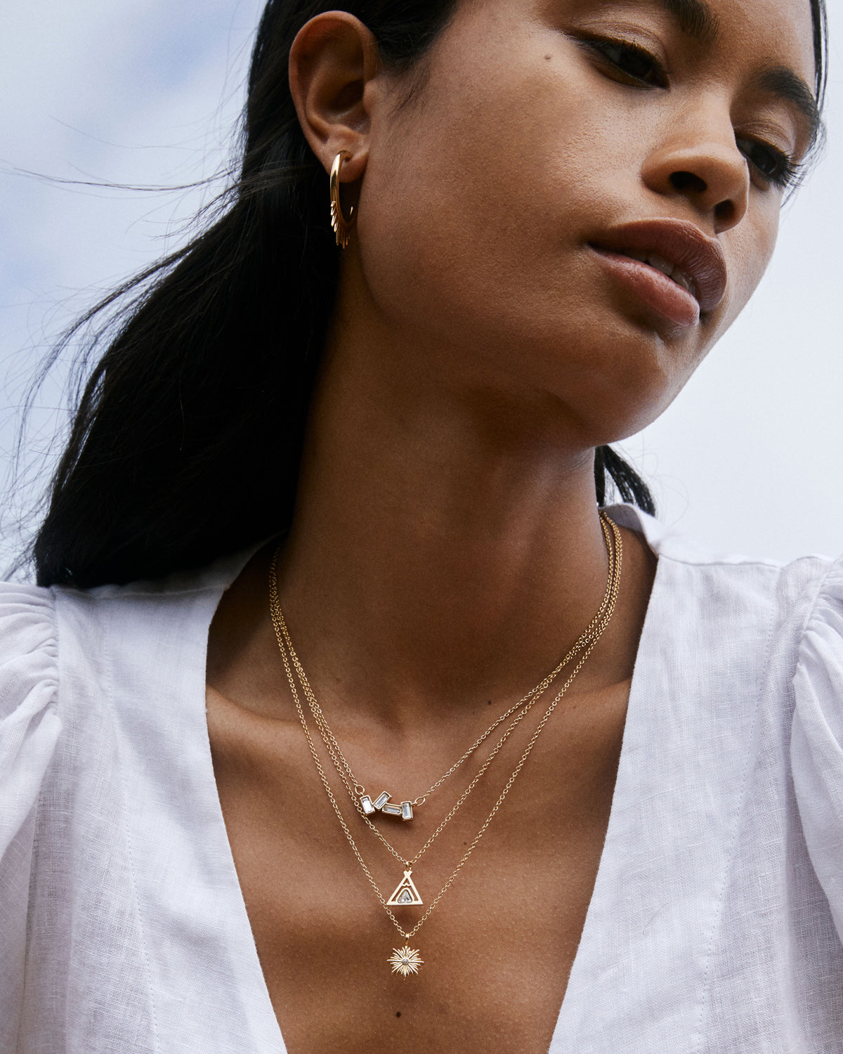 Bryan Anthonys Strength Gold Necklace with Crystal On Model