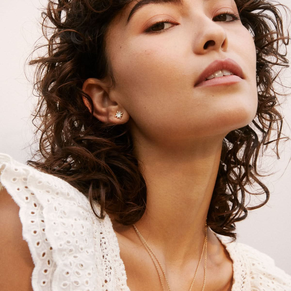 Bryan Anthonys Reach For The Stars Gold Earrings With Crystals On Model