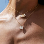 Bryan Anthonys Mindful Messages Faith Over Fear Gold Necklace with Crystal on Model