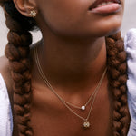 Bryan Anthonys Strength Gold Necklace with Crystal On Model