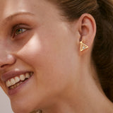 Bryan Anthonys Tribe Gold Earrings With Crystals On Model