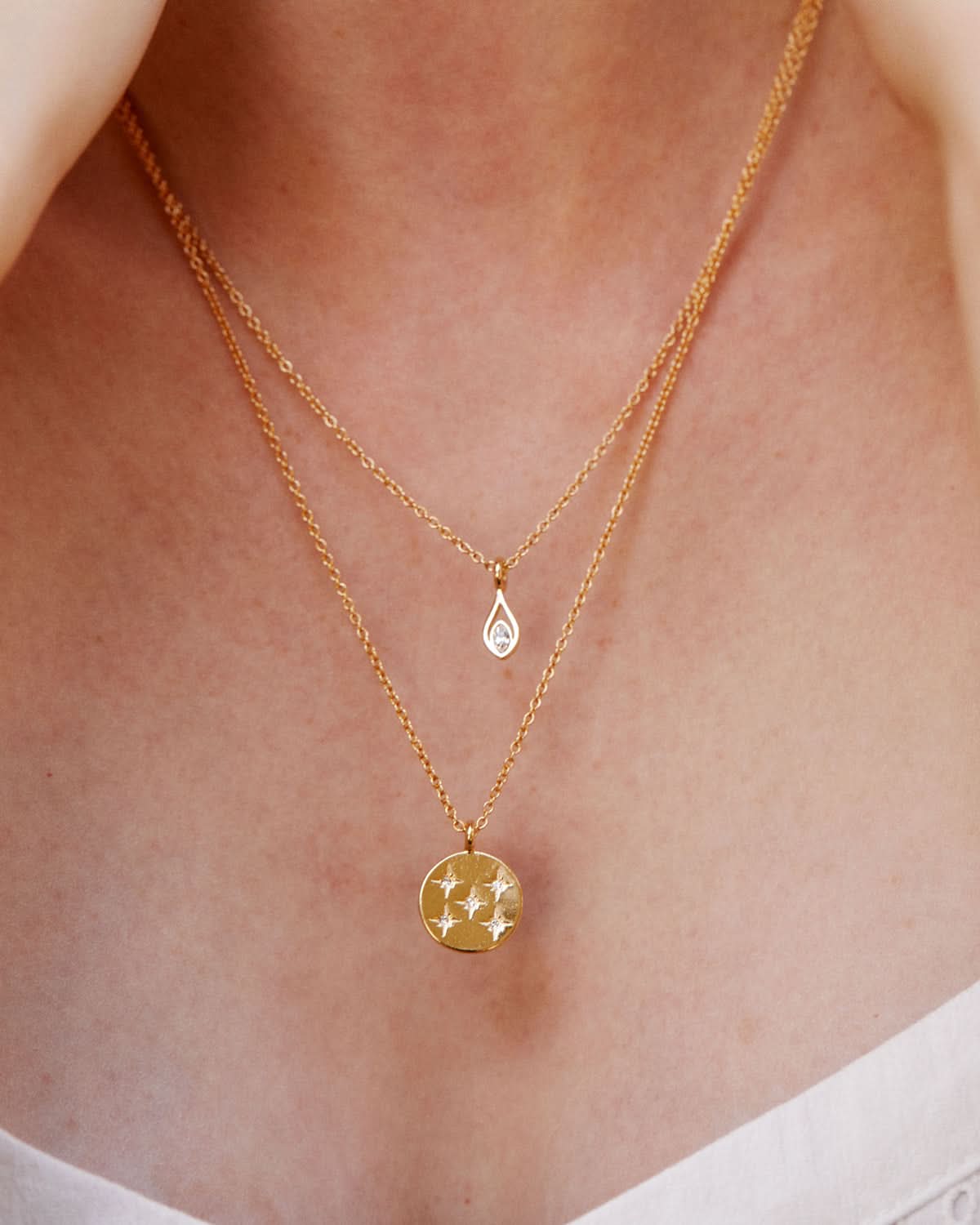 Bryan Anthonys Find Your Fire Gold Necklace with Crystal on Model