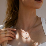 Bryan Anthonys Beautifully Broken Necklace Gold with Crystal Necklace On Model