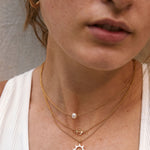 Bryan Anthonys Sun Will Rise Gold Necklace with crystals on model