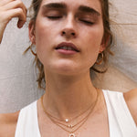 Bryan Anthonys Sun Will Rise Gold Necklace with crystals on model