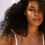Bryan Anthonys Teacher Gold Necklace with Crystals on model