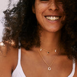 Bryan Anthonys Teacher Gold Necklace with Crystals on model