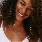 Bryan Anthonys Teacher Gold Necklace with Crystals on model