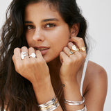 Bryan Anthonys Strength Gold Hinged Bracelet with Crystals On Model