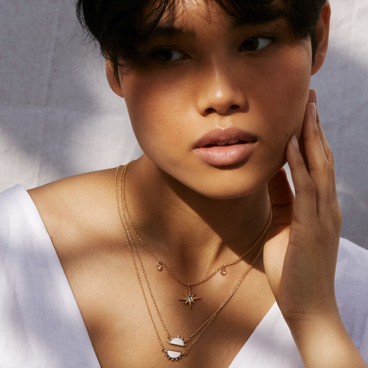 Bryan Anthonys You Are My Sunshine Gold Necklace Set with Crystals on model