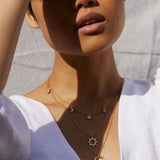 Bryan Anthonys Sun Will Rise Gold Necklace with crystals on model