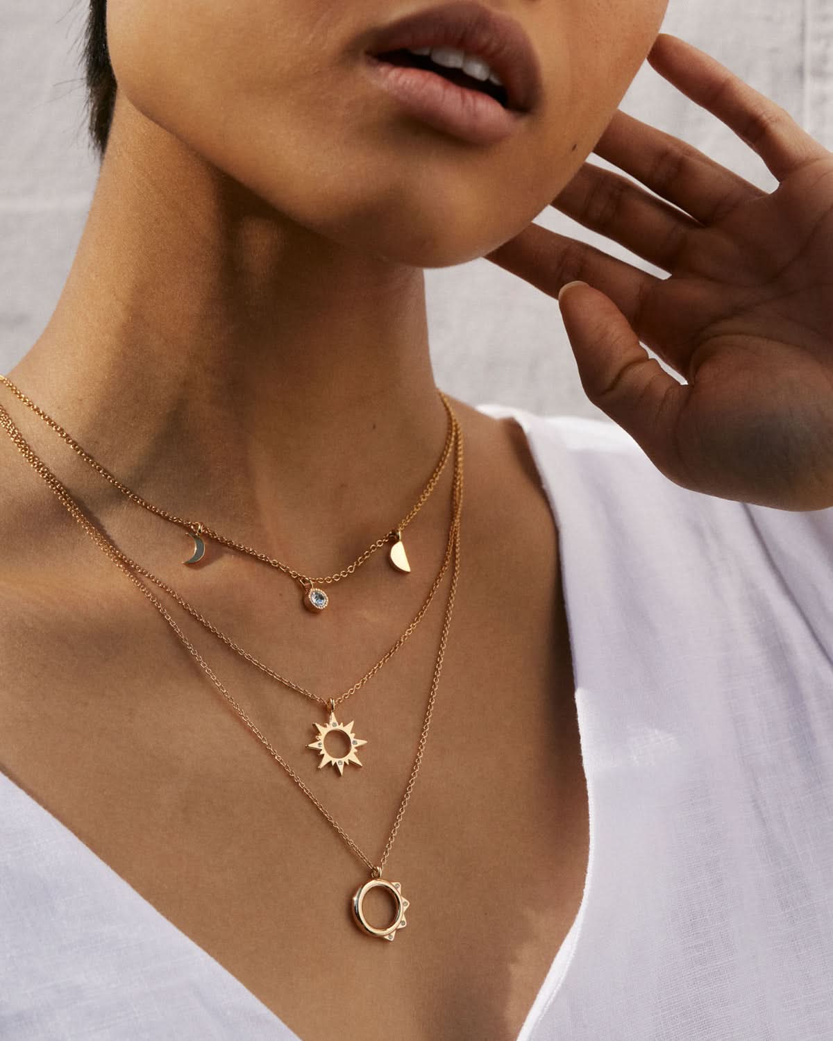 Bryan Anthonys Squad Gold Necklace on model