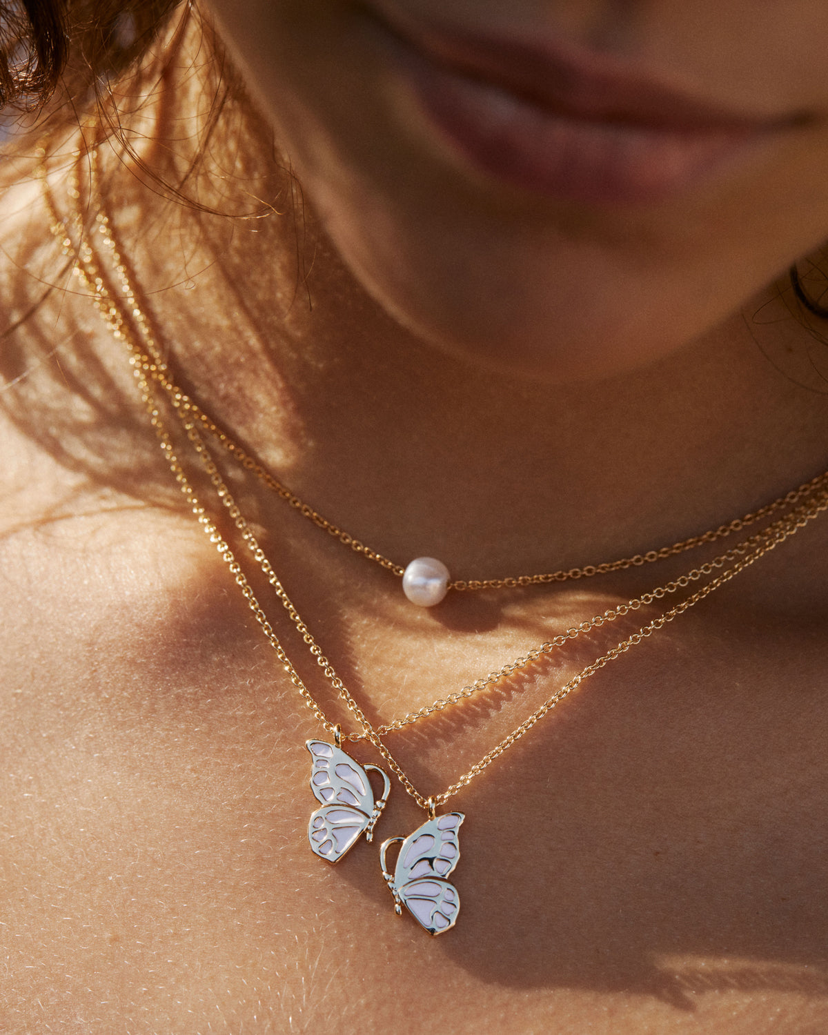 Bryan Anthonys Grit Gold Necklace with Pearl on Model
