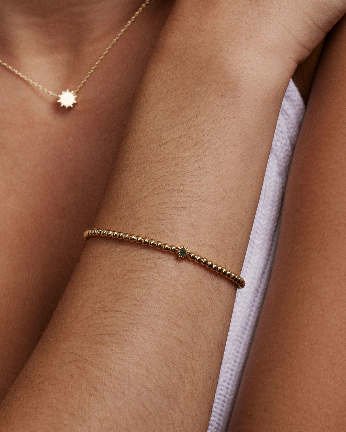  Bryan Anthonys Gold You Are My Sunshine Beaded Bracelet On Model