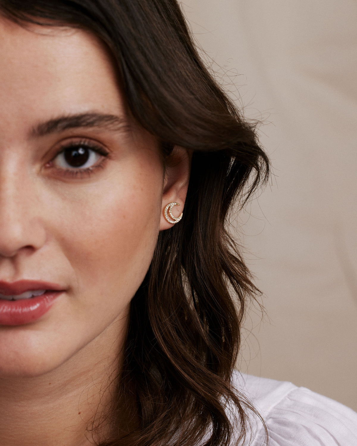  Bryan Anthonys Gold To The Moon and Back Stud Earrings On Model
