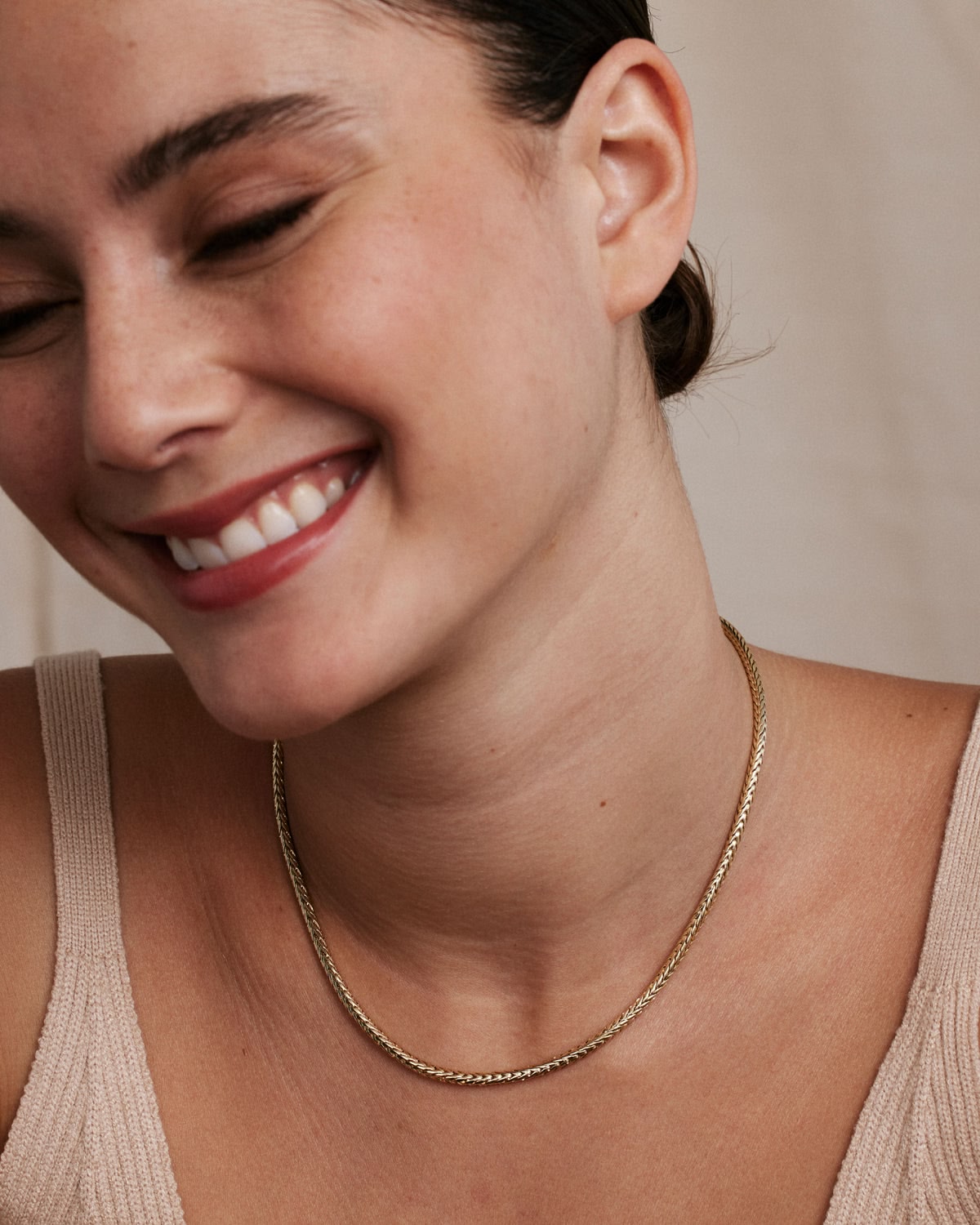Bryan Anthonys Layers of You Gold Renewed Wheat Chain Necklace On Model