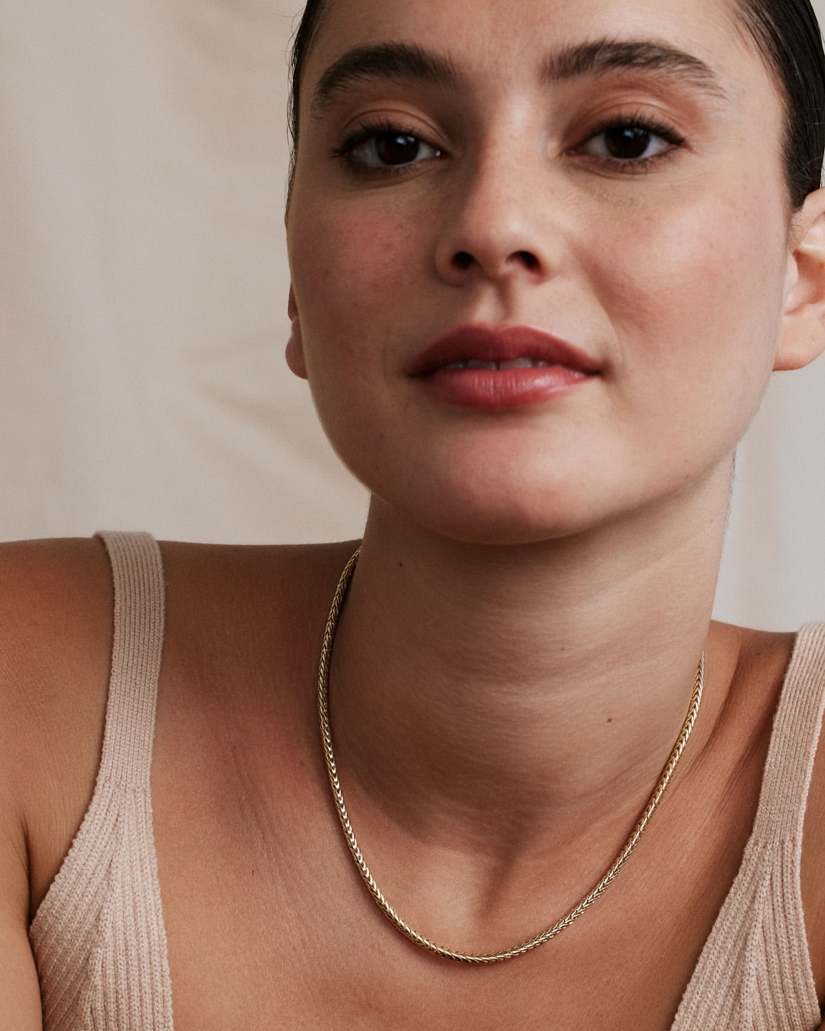 Bryan Anthonys Layers of You Gold Renewed Wheat Chain Necklace On Model