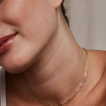 Bryan Anthonys Layers of You Connected Gold Delicate Paperclip Chain Necklace On Model