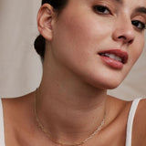 Bryan Anthonys Layers of You Connected Gold Delicate Paperclip Chain Necklace On Model