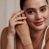 Bryan Anthonys Layers of You Connected Gold Delicate Gold Paperclip Chain Bracelet On Model