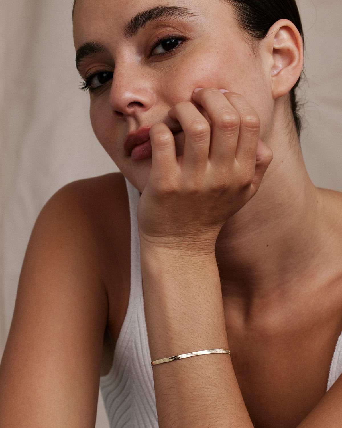 Bryan Anthonys Layers of You Gold Paved Herringbone Chain Bracelet On Model