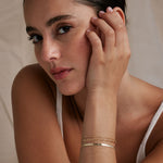Bryan Anthonys Layers of You Connected Gold Delicate Gold Paperclip Chain Bracelet On Model