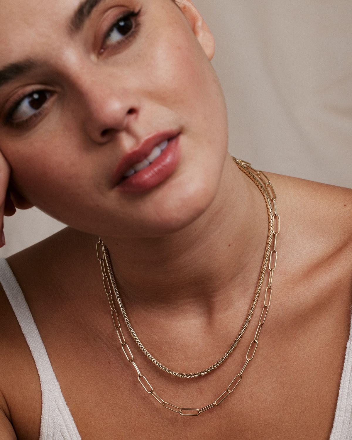 Bryan Anthonys Layers of You Gold Renewed Wheat Chain Necklace On Model