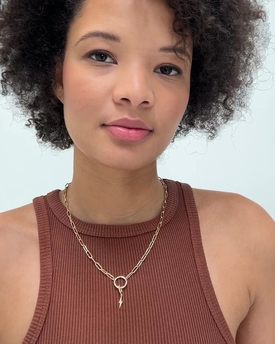 Bryan Anthonys Stories Of You Made Of Lightning Gold Charm Necklace On Model