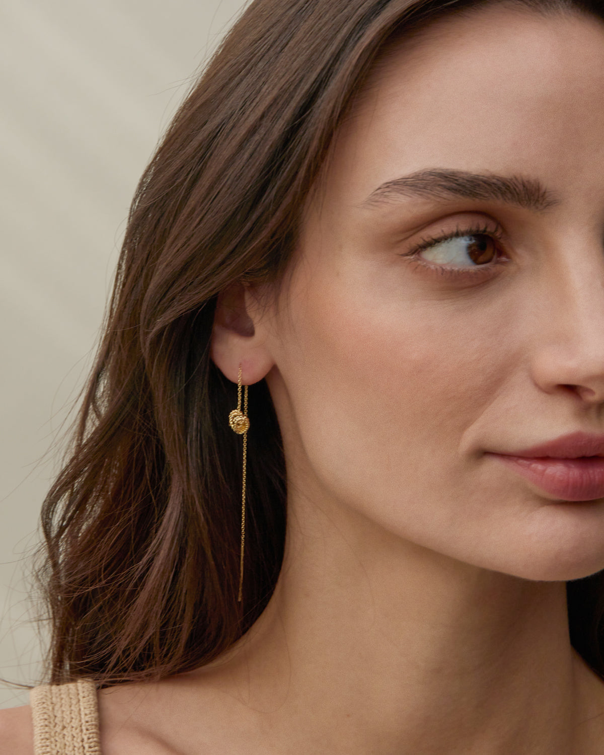 Bryan Anthonys All In Gold Threader Earring On Model