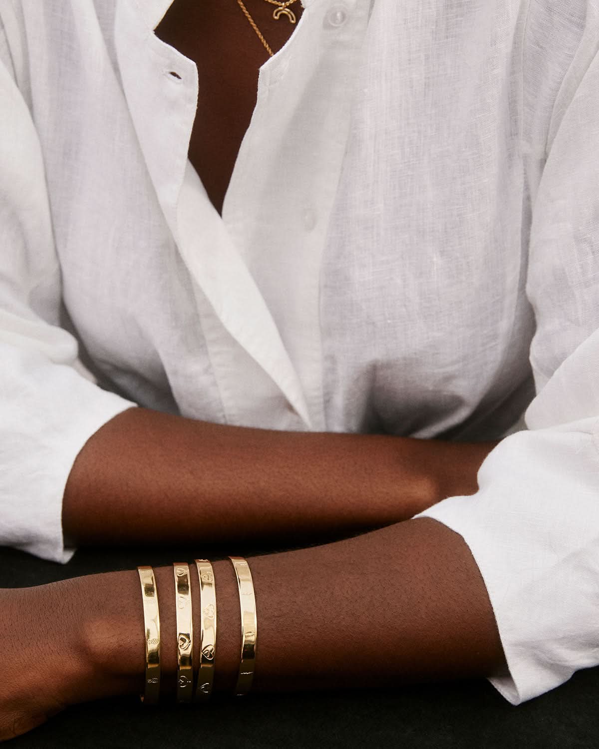 Bryan Anthonys Squad Gold Engraved Cuff On Model