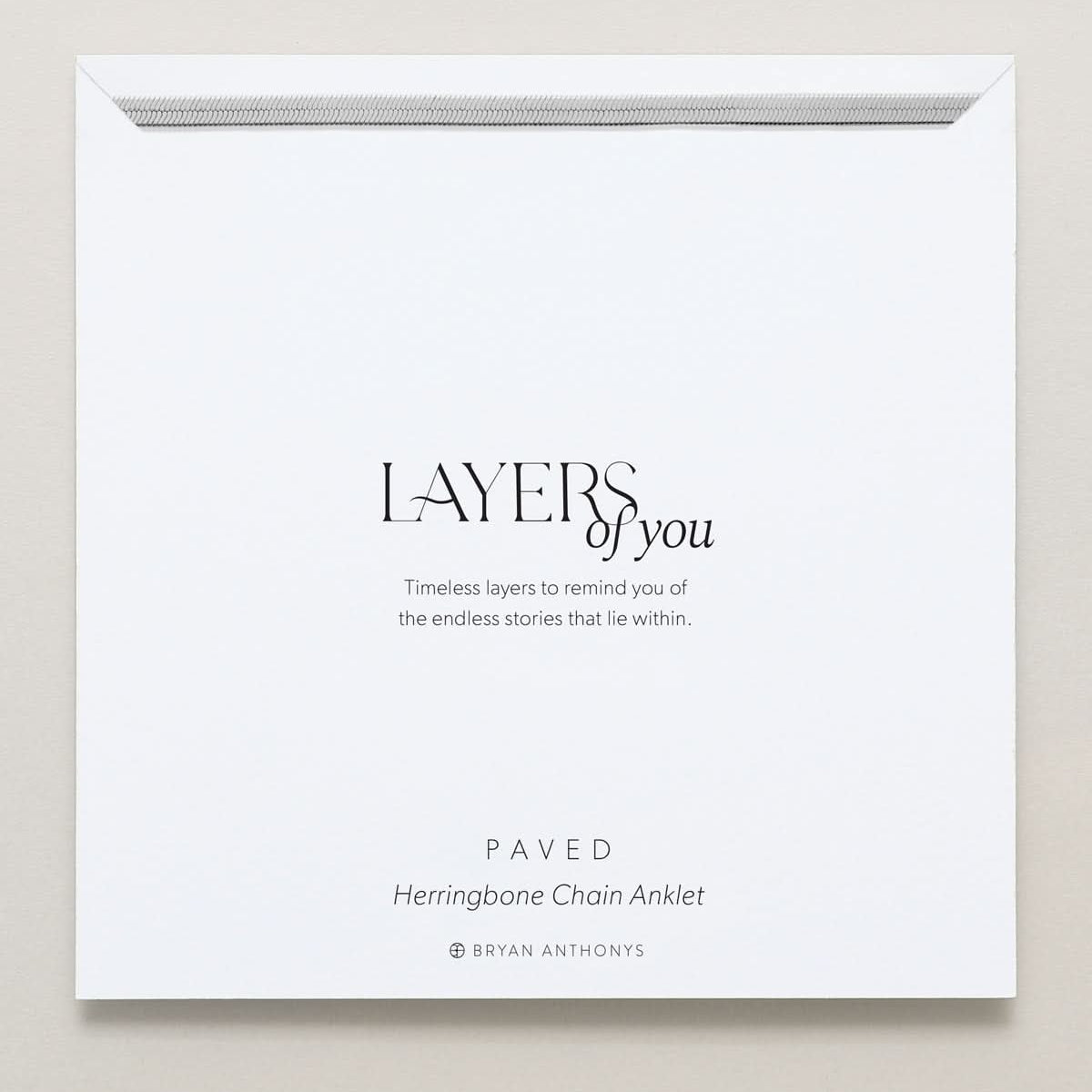 Bryan Anthonys Layers of You Paved Silver Herringbone Chain Anklet On Card