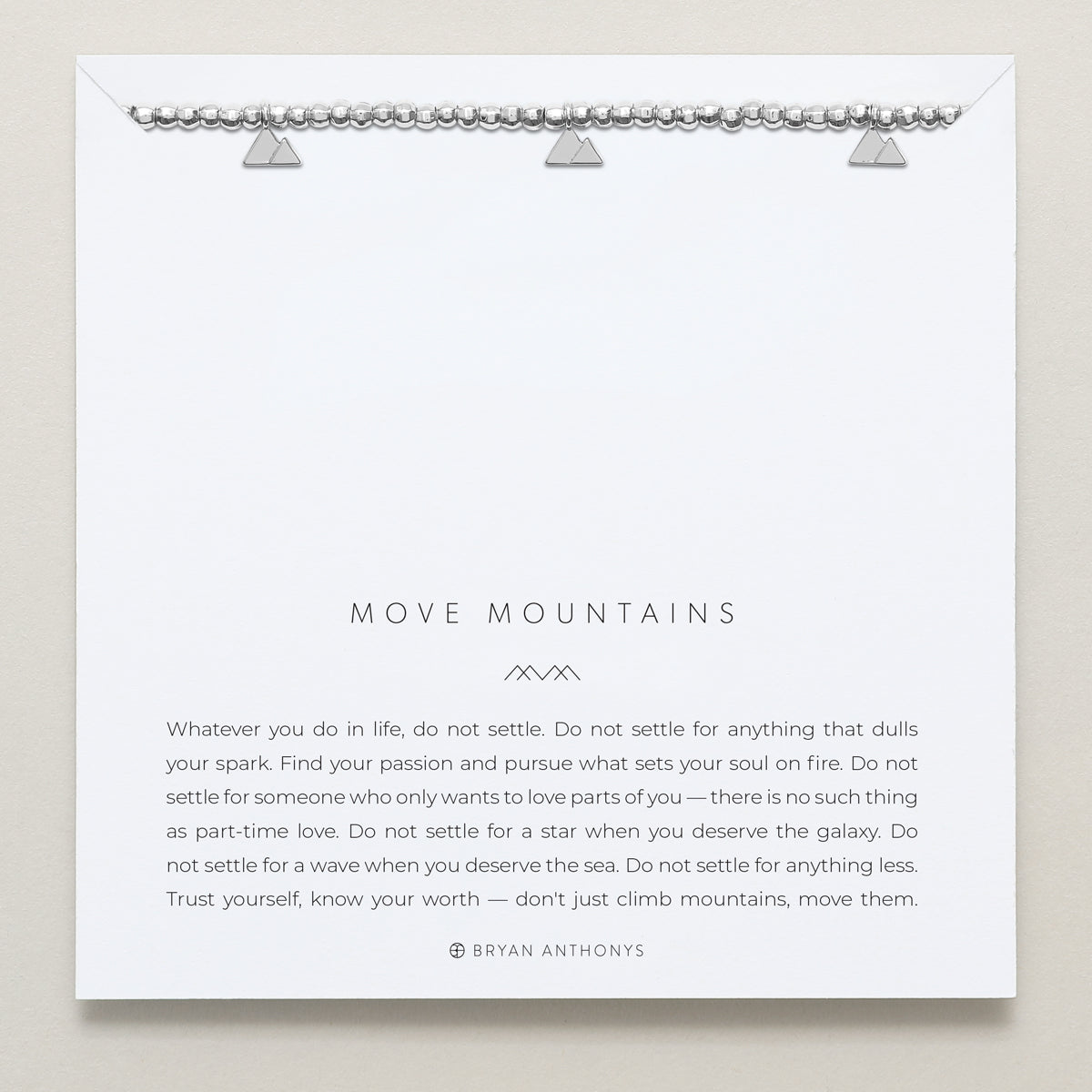 Move Mountains Beaded Icon Bracelet in silver finish