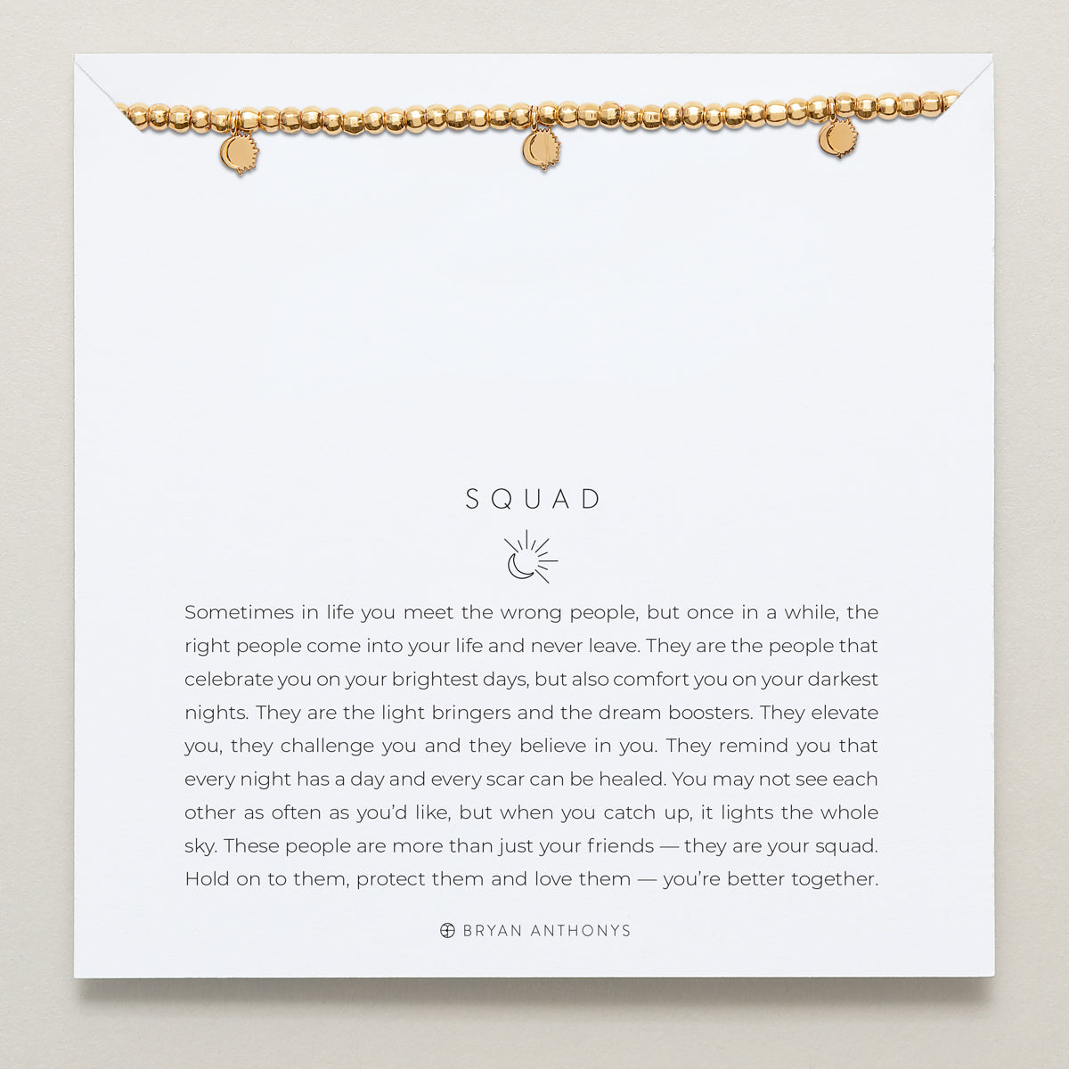 Close-up of Squad Beaded Icon Bracelet in 14k gold finish