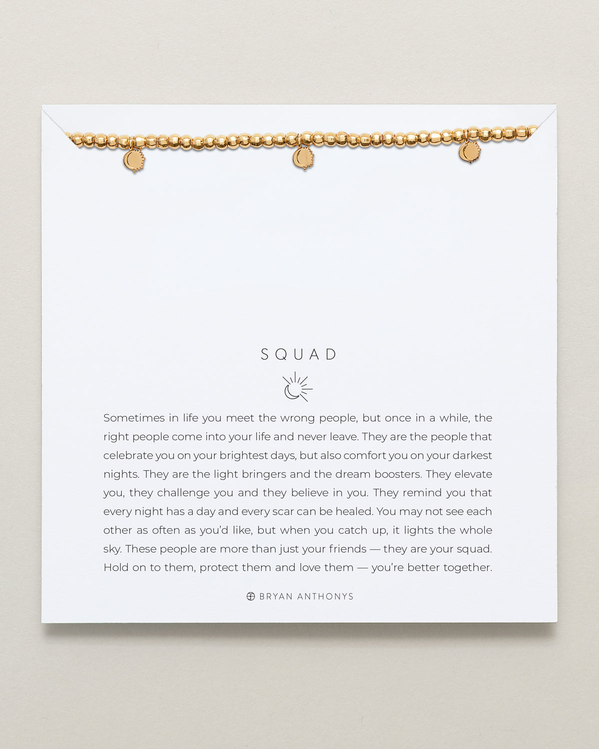 Close-up of Squad Beaded Icon Bracelet in 14k gold finish