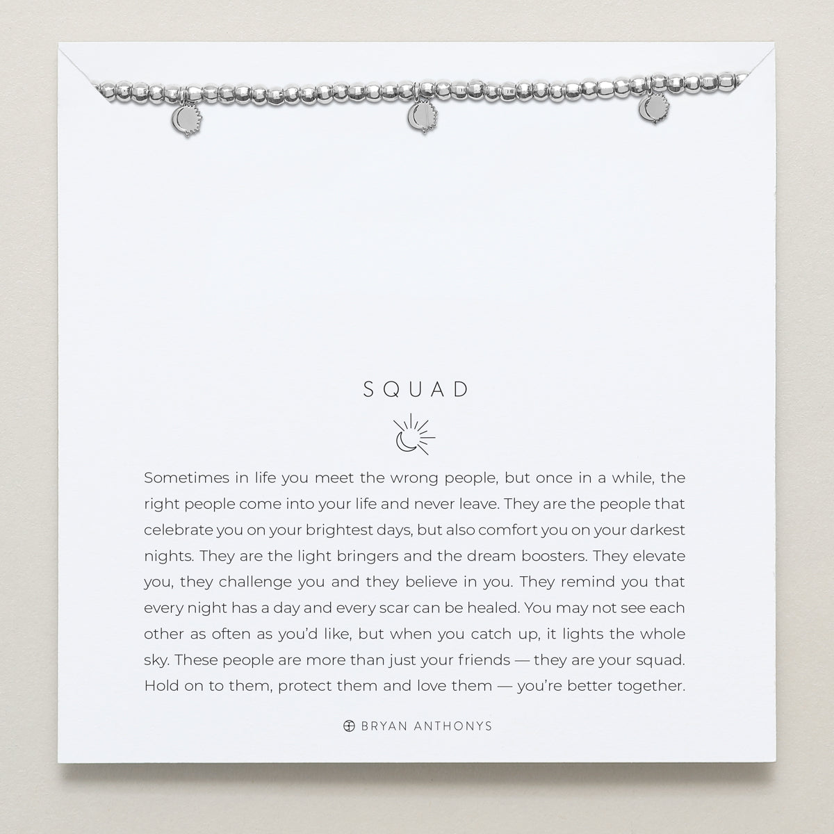 Squad Beaded Icon Bracelet in silver finish