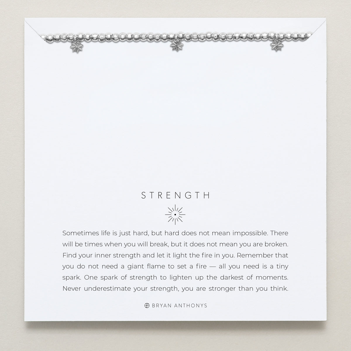 Strength Beaded Icon Bracelet in silver finish
