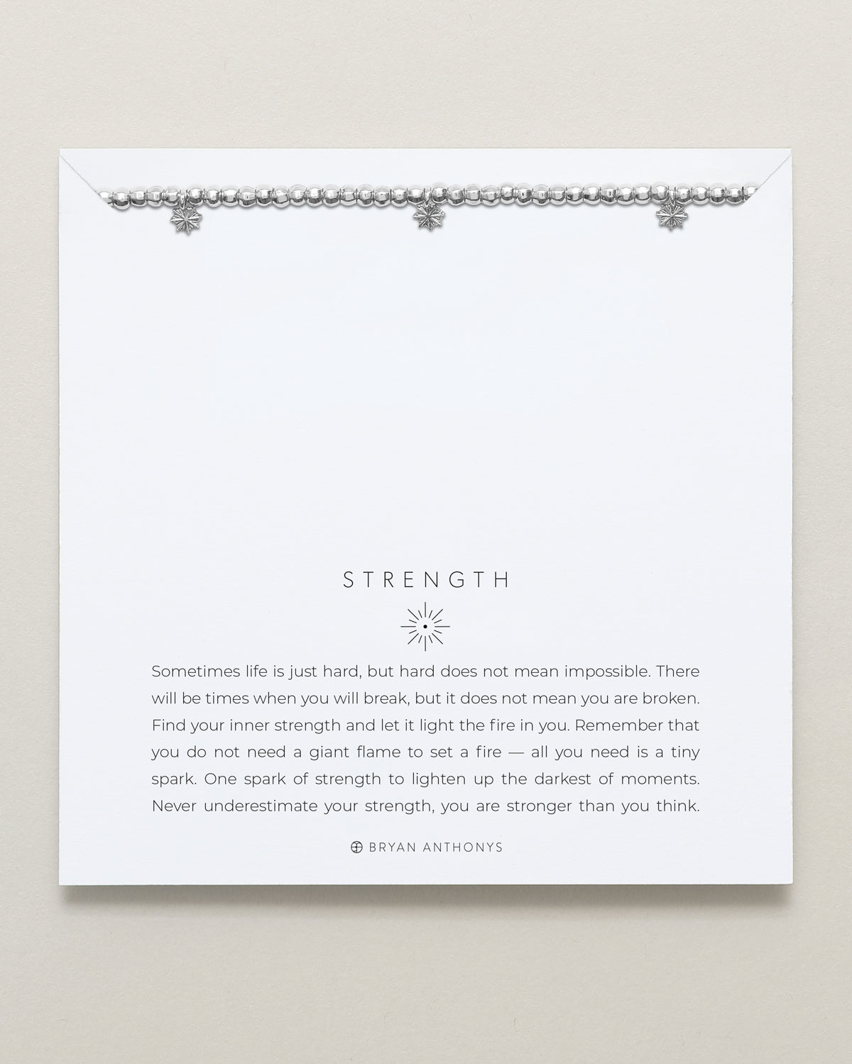 Strength Beaded Icon Bracelet in silver finish