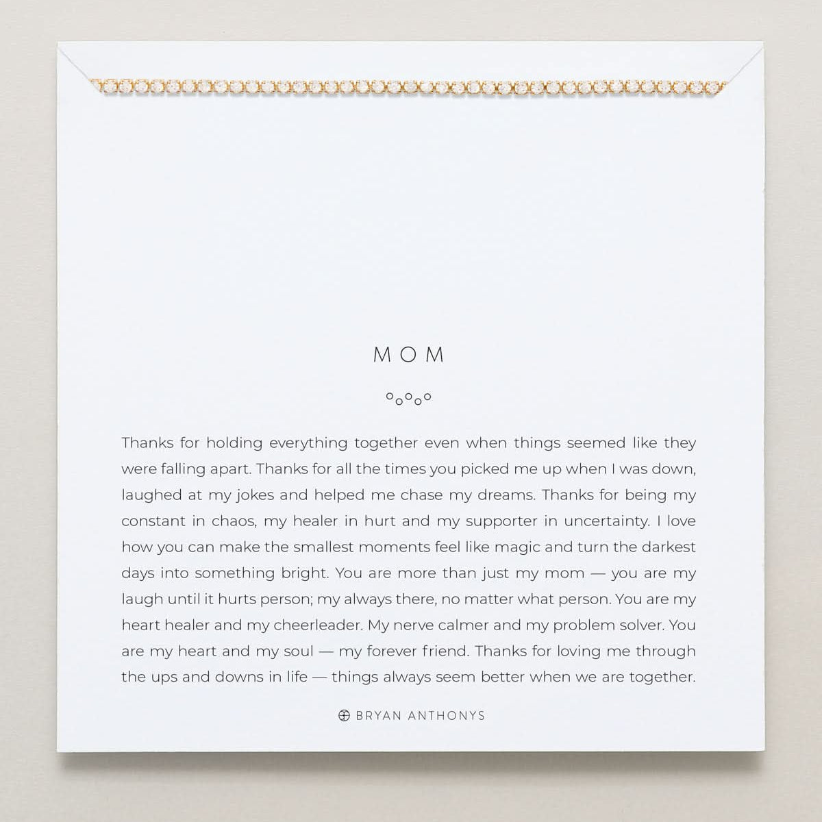 Bryan Anthonys Mom Gold Tennis Bracelet On Card