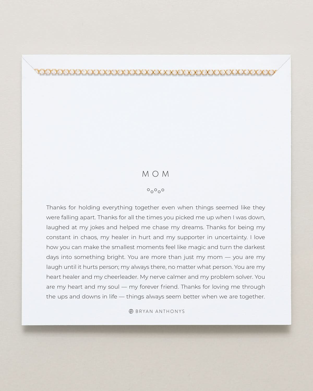 Bryan Anthonys Mom Gold Tennis Bracelet On Card