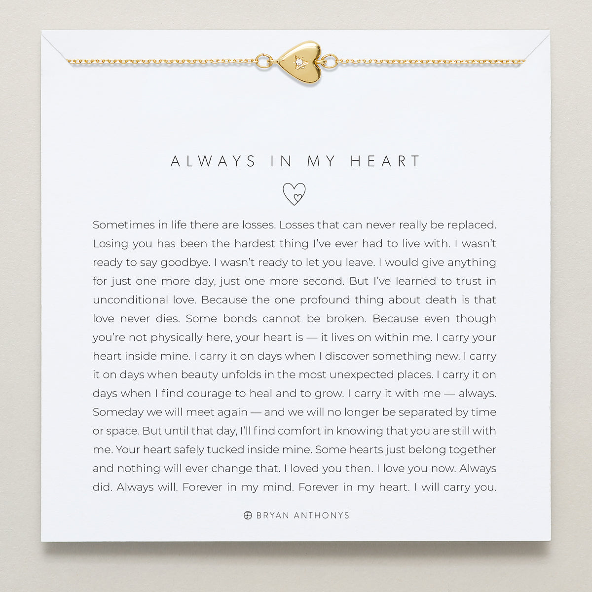Bryan Anthonys Always In My Heart Gold Bracelet On Card