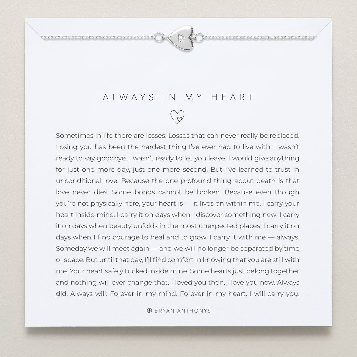 Bryan Anthonys Always In My Heart Silver Bracelet On Card